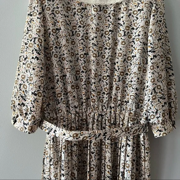 Vintage Breli Originals Button Down Cottage Floral Pleated Dress Size 16 - Picture 12 of 17